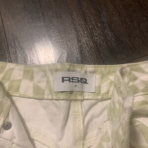 RSQ Green and White Checkered Boot Cut Pants